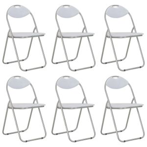 Folding Dining Chairs 6 Pcs White Faux Leather