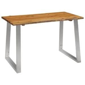 Dining Table 120x65x75 Cm Solid Acacia Wood And Stainless Steel