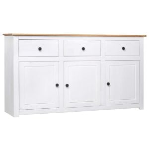 Sideboard White 135x40x80 Cm Solid Pinewood Panama Range