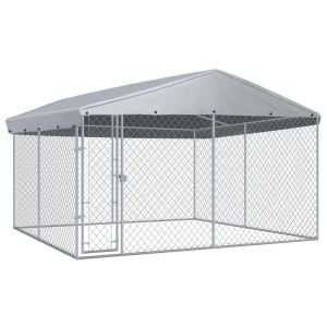 Outdoor Dog Kennel With Roof 382x382x225 Cm