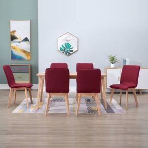 Dining Chairs 6 Pcs Red Fabric
