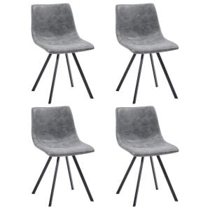 Dining Chairs 4 Pcs  Faux Leather Grey