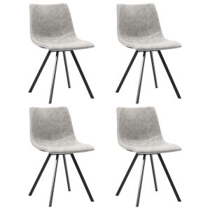 Dining Chairs 4 Pcs Light Grey Faux Leather