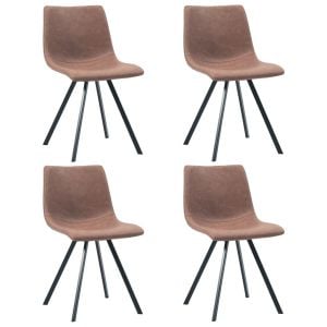 Dining Chairs 4 Pcs Medium Brown Faux Leather