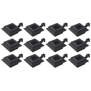 Outdoor Solar Lamps 12 Pcs Led Square 12 Cm Black