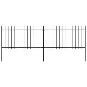 Garden Fence With Spear Top Steel 3.4x1 M Black