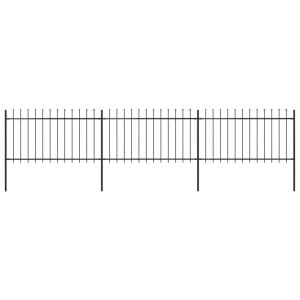 Garden Fence With Spear Top Steel 5.1x1 M Black