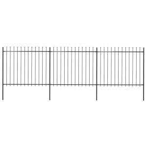 Garden Fence With Spear Top Steel 5.1x1.5 M Black