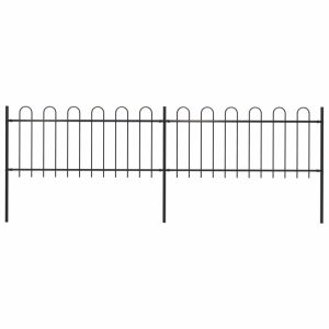 Garden Fence With Hoop Top Steel 3.4x0.8 M Black