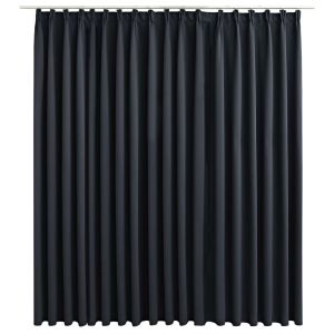 Blockout Curtain With Hooks Black 290x245 Cm