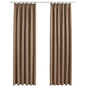 Blockout Curtains With Hooks 2 Pcs Taupe 140x245 Cm
