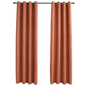 Blockout Curtains With Metal Rings 2 Pcs Rust 140x225 Cm