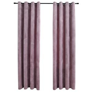 Curtains With Rings 2 Pcs Velvet Antique Pink 140x225cm