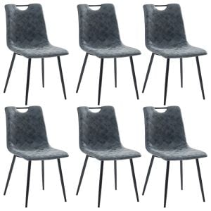 Dining Chairs 6 Pcs Black F.Leather