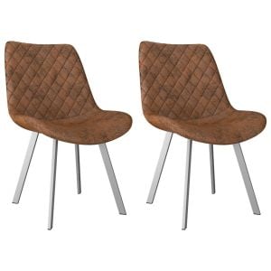 Dining Chairs 2 Pcs Brown Faux Suede Leather