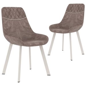 Dining Chairs 2 Pcs Brown Faux Leather