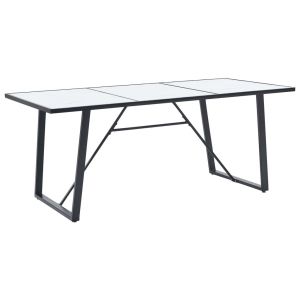 Dining Table White 180x90x75 Cm Tempered Glass