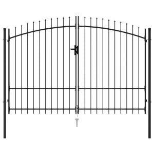 Fence Gate Double Door With Spike Top Steel 3x1.75 M Black
