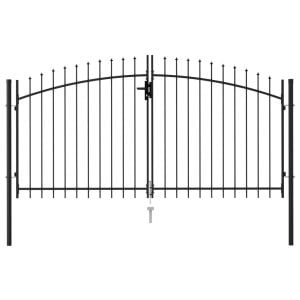 Fence Gate Double Door With Spike Top Steel 3x1.5 M Black