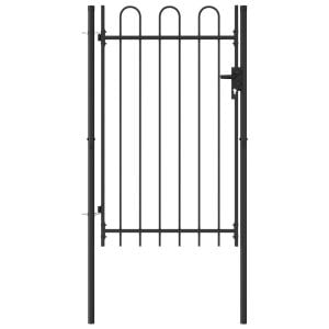 Fence Gate Single Door With Arched Top Steel 1x1.5 M Black