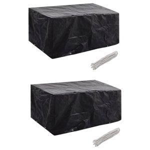 Garden Furniture Covers 2 Pcs 4 Person Poly 8 Eyelets 180x140cm