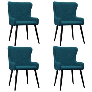 Dining Chairs 4 Pcs Blue Velvet