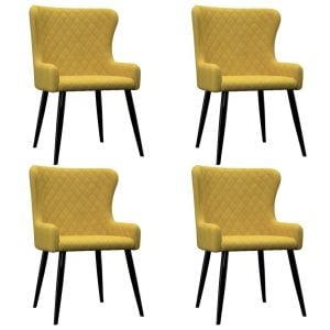 Dining Chairs 4 Pcs Yellow Velvet
