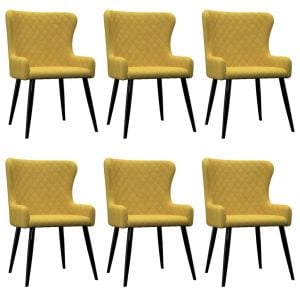 Dining Chairs 6 Pcs Yellow Velvet