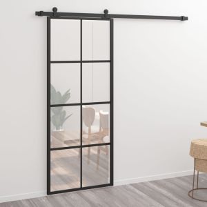 Sliding Door Aluminium And Esg Glass 76x205 Cm Black