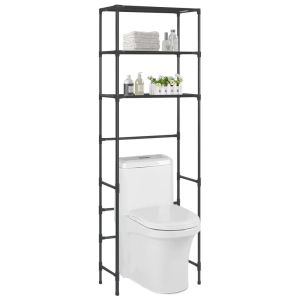 3-tier Storage Rack Over Toilet Black 53x28x169 Cm
