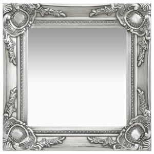 Wall Mirror Baroque Style 40x40cm Silver