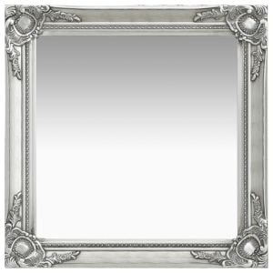 Wall Mirror Baroque Style 60x60 Cm Silver