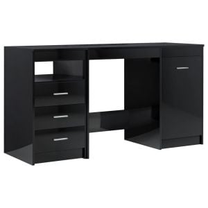 Desk High Gloss Black 140x50x76 Cm Chipboard