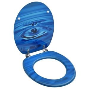 Toilet Seat With Lid Mdf Blue Water Drop Design