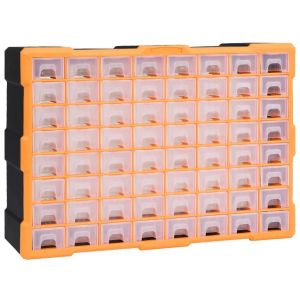 Multi-drawer Organiser With 64 Drawers 52 x 16 x 37.5cm Orange