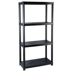 Storage Shelf 4-tier Black 61 x 30.5 x 130cm Plastic