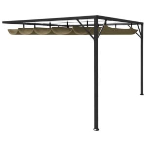 Garden Wall Gazebo With Retractable Roof 3x3 M Taupe