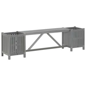 Garden Bench With 2 Planters 150cm Solid Acacia Wood Grey