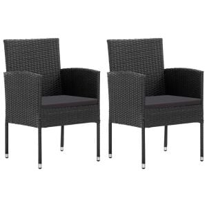 Poly Rattan Black Garden Chairs 2 Pcs