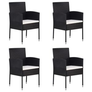 Poly Rattan Black Garden Chairs 4 Pcs