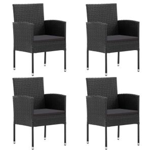 Garden Chairs 4 Pcs Poly Rattan Black