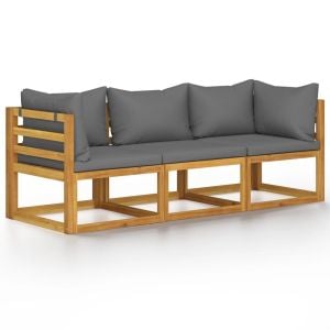 3-seater Garden Sofa With Cushion Solid Acacia Wood