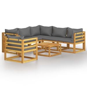 7 Piece Garden Lounge Set With Cushion Solid Acacia Wood