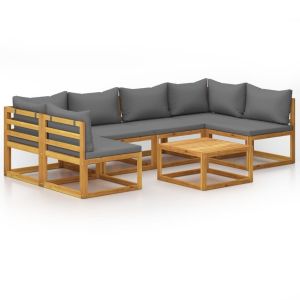 7 Piece Garden Lounge Set With Cushion Solid  Wood