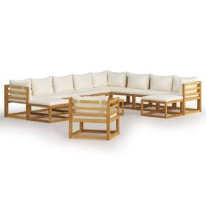 12 Piece Solid Acacia Wood Garden Lounge Set With Cushion Cream