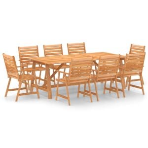 9 Piece Garden Dining Set Solid Acacia Wood