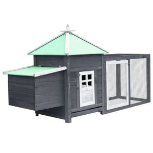 Chicken Coop With Nest Box Grey 193x68x104 Cm Solid Firwood