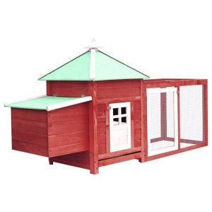 Chicken Coop With Nest Box Red 193x68x104 Cm Solid Firwood