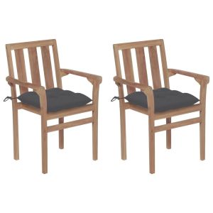 Garden Chairs 2 Pcs With Cushions Solid Teak Wood