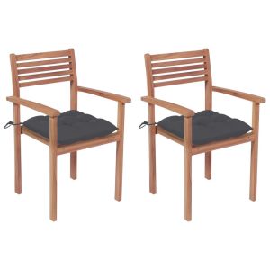 Garden Chairs 2 Pcs With Anthracite Cushions Solid Teak Wood